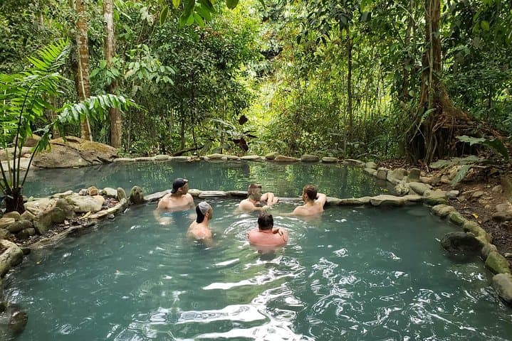 Enjoying the hot springs.