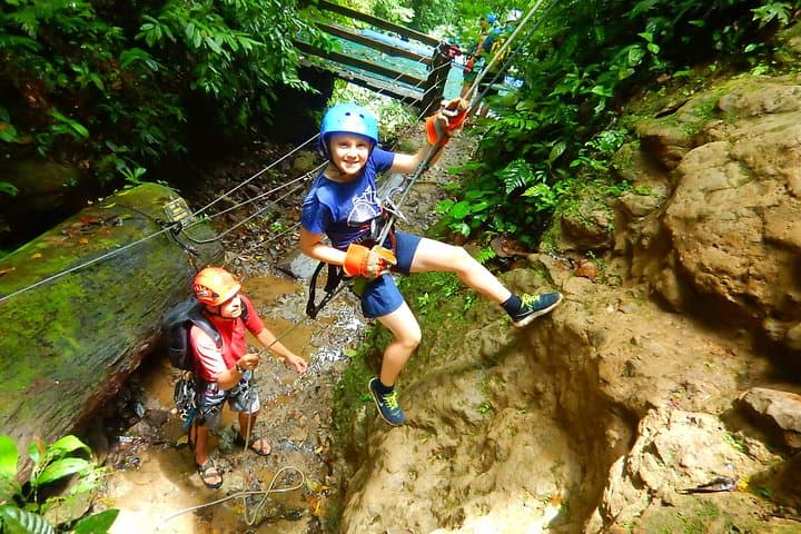 A child rappelling!