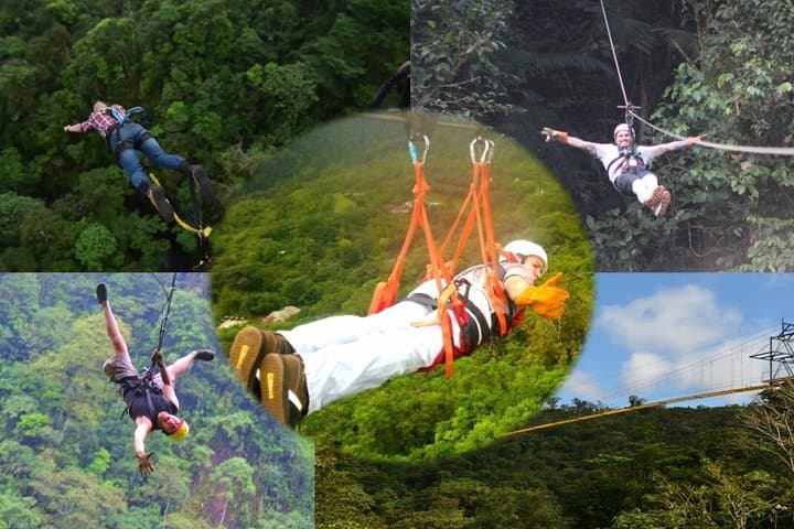 Bungee jump with canopy ziplines and long Superman cable in the way to La Fortuna